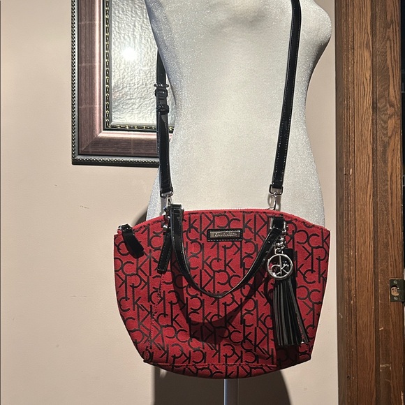 Calvin Klein Handbags - Calvin Klein Red and Black Logo Shoulder Bag